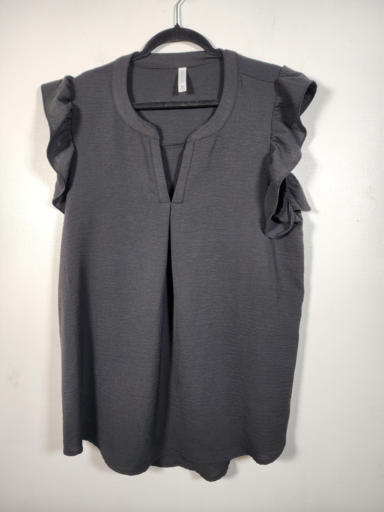 Zenana Outfitters Tops - Zenana Outfitters Charcoal Ruffle Sleeve V-Notch Camisole